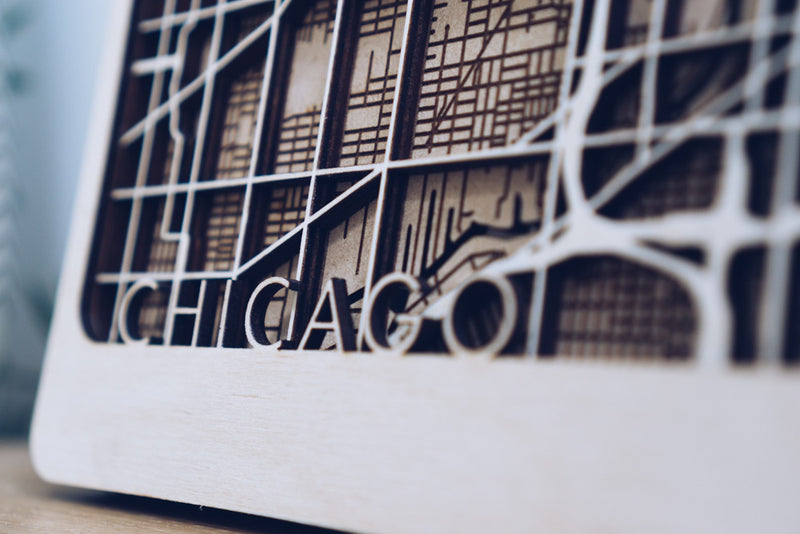 Chicago Wood Map Wall Art