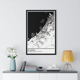 Dubai Map Print Framed. Classic Style