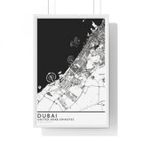 Dubai Map Print Framed. Classic Style