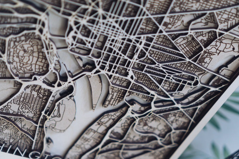 washington dc laser cut map