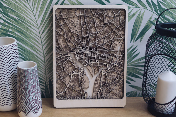 washington DC wood map