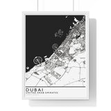 Dubai Map Print Framed. Classic Style