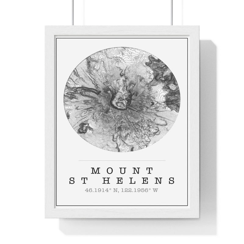 Mt St Helens Topographic Map Print. Framed. Classic Style