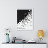 Dubai Map Print Framed. Classic Style