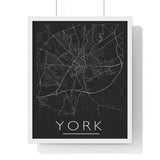 York Map Print. Framed. Mono Style