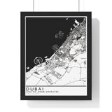 Dubai Map Print Framed. Classic Style