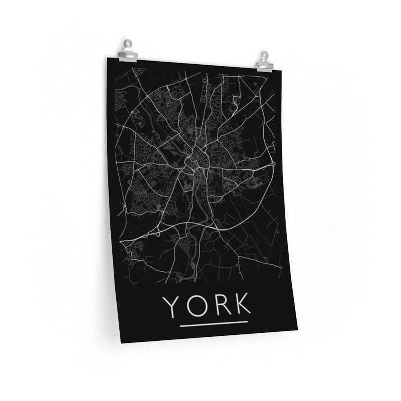 York Map Print. Unframed. Mono Style