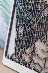 Adelaide Laser cut Wood Maps