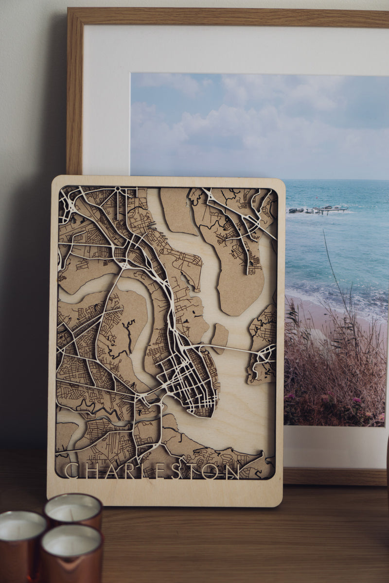 Charleston Wood Map Wall Art