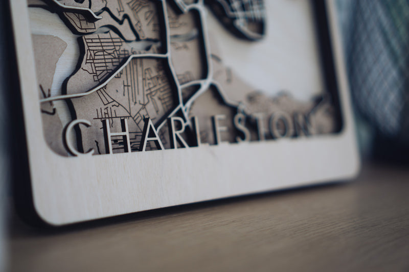 Charleston Wood Map Wall Art
