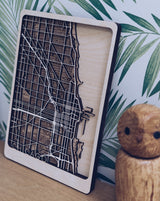 Chicago Wood Map Wall Art