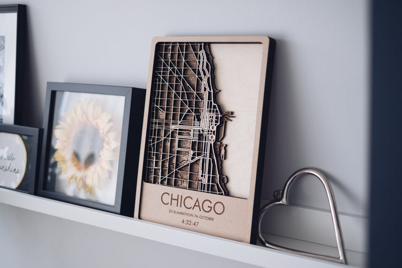 Chicago Marathon Wood Wall Art