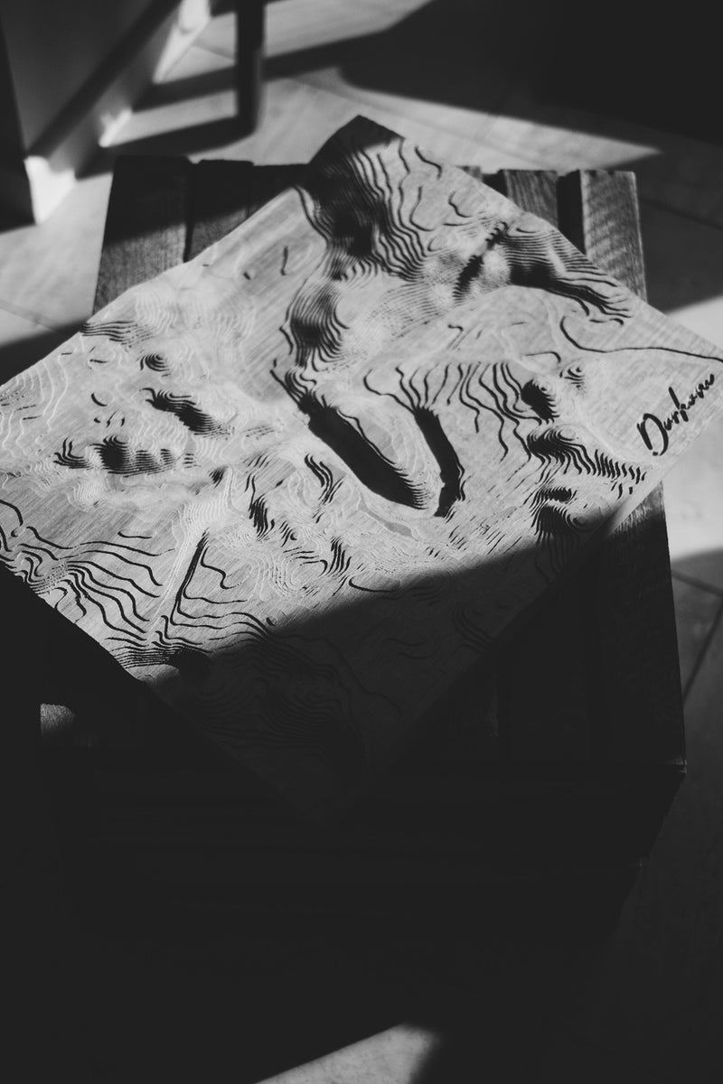 Custom Location Full Hardwood Topographic Carved Map