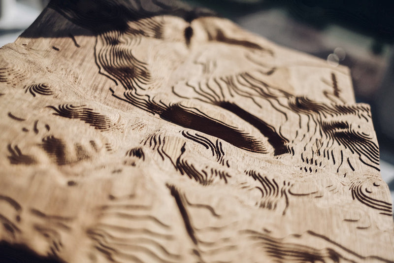 Custom Location Full Hardwood Topographic Carved Map