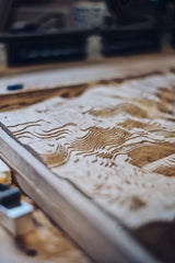 Custom Location Full Hardwood Topographic Carved Map