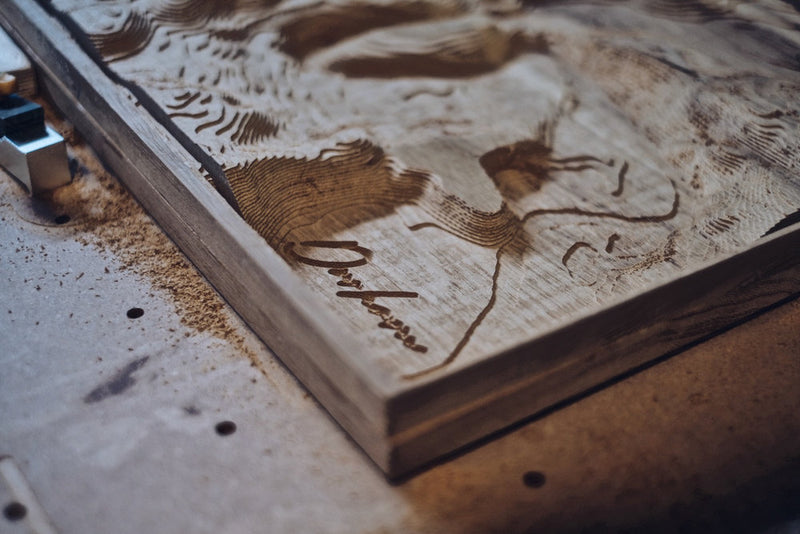 Custom Location Full Hardwood Topographic Carved Map