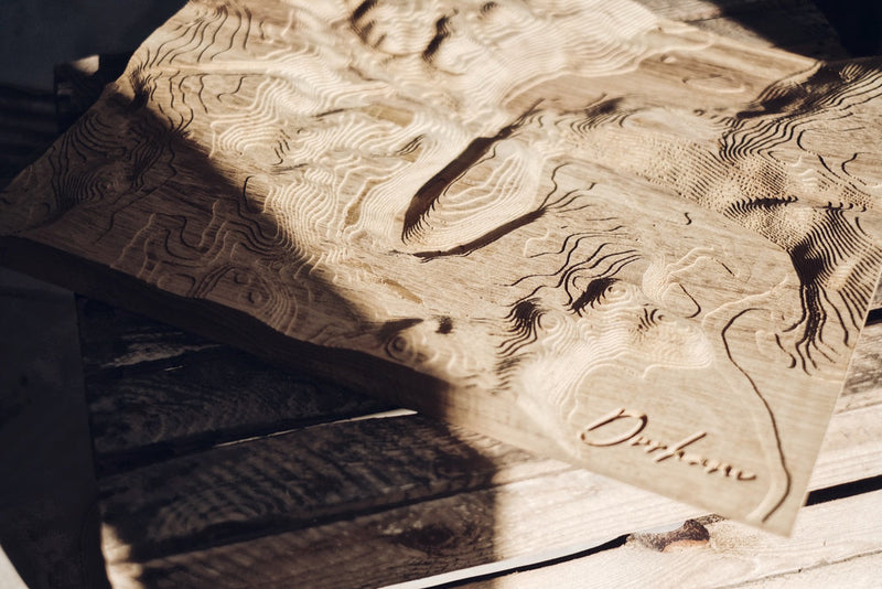 Custom Location Full Hardwood Topographic Carved Map
