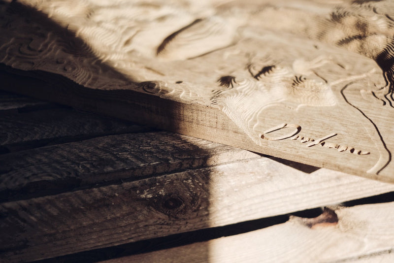 Custom Location Full Hardwood Topographic Carved Map