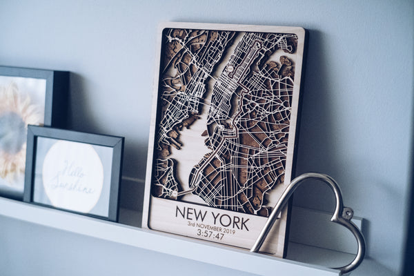 New york Marathon laser cut map