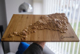 Cornwall Topographic Carved Map. Oak Hardwood.