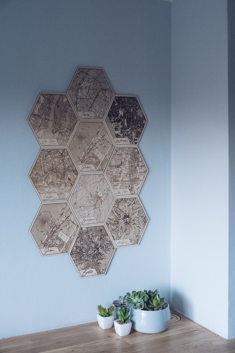 Travel Tiles. Custom Location Cartographic Tiled Wall Art
