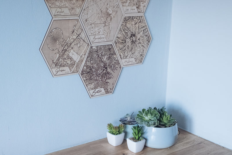 Travel Tiles. Custom Location Cartographic Tiled Wall Art