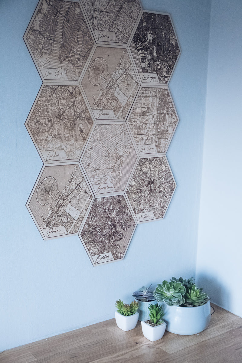 Travel Tiles. Custom Location Cartographic Tiled Wall Art