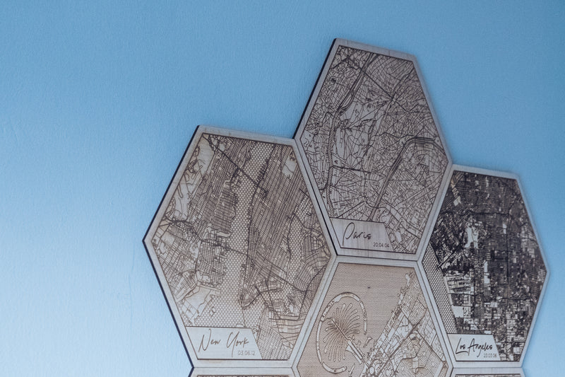 Travel Tiles. Custom Location Cartographic Tiled Wall Art