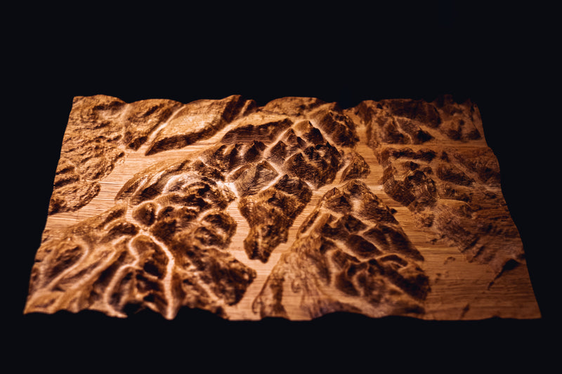 Arrochar Alps, Loch Lomond Full Hardwood Topographic Carved Map