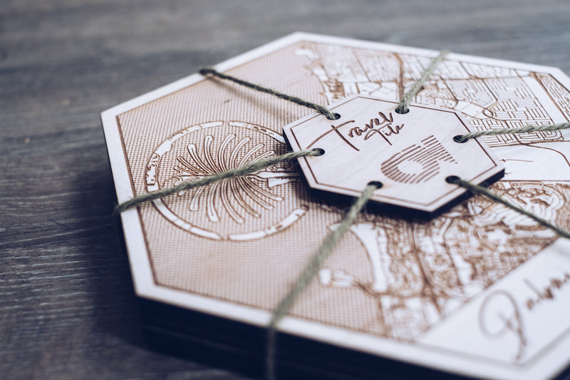 Travel Tiles. Custom Location Cartographic Tiled Wall Art