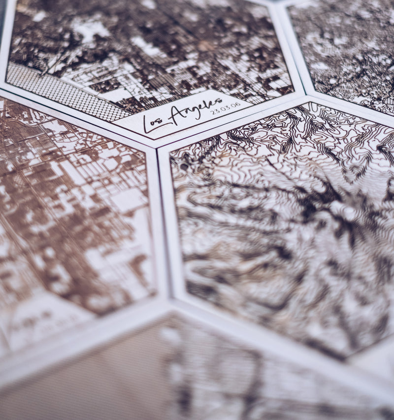 Travel Tiles. Custom Location Cartographic Tiled Wall Art