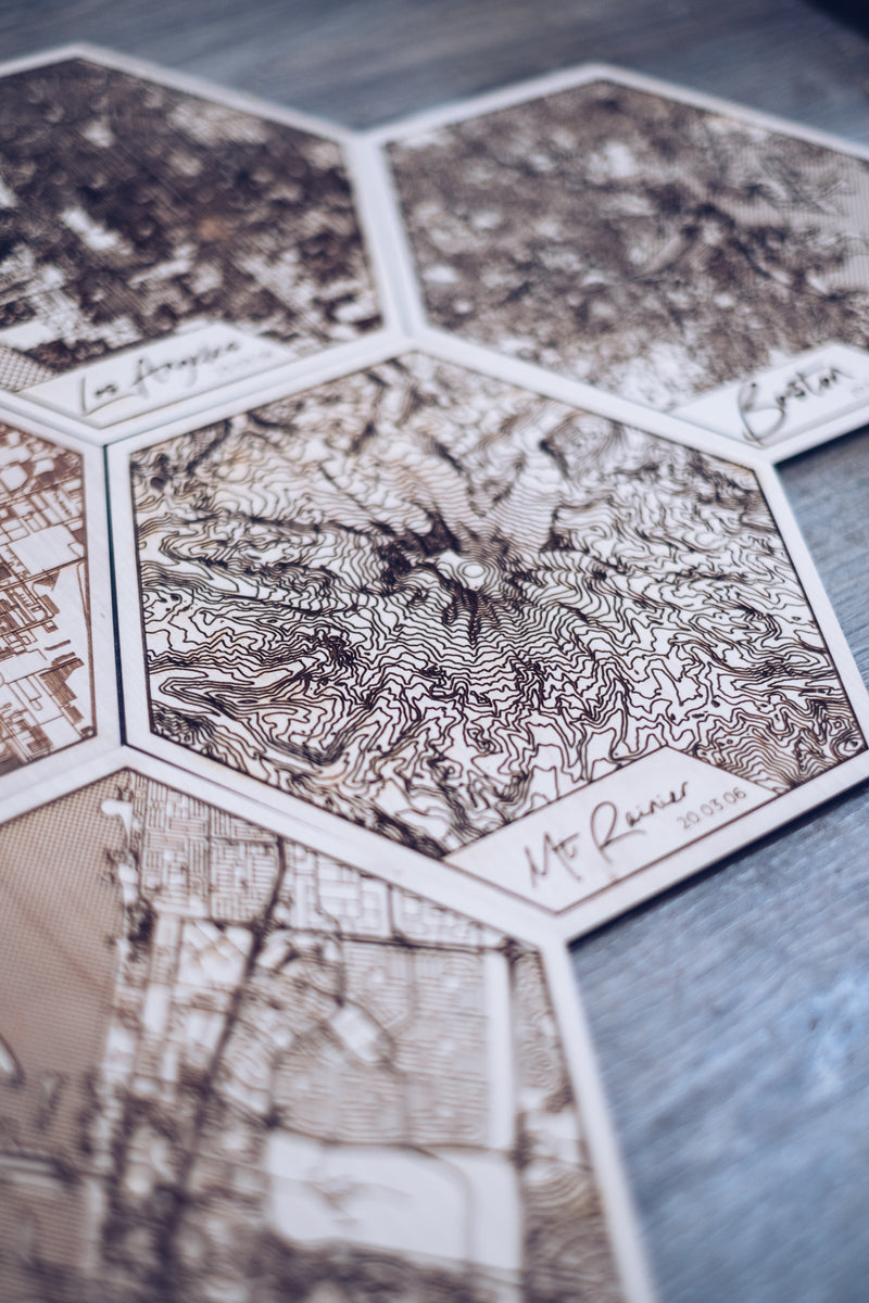 Travel Tiles. Custom Location Cartographic Tiled Wall Art