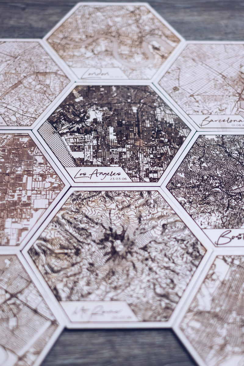 Travel Tiles. Custom Location Cartographic Tiled Wall Art