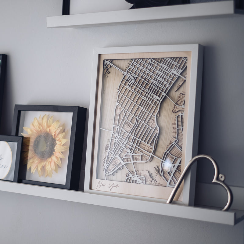 framed wood map