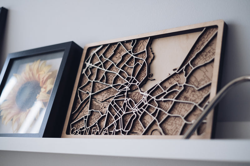 Geneva Laser Cut Map