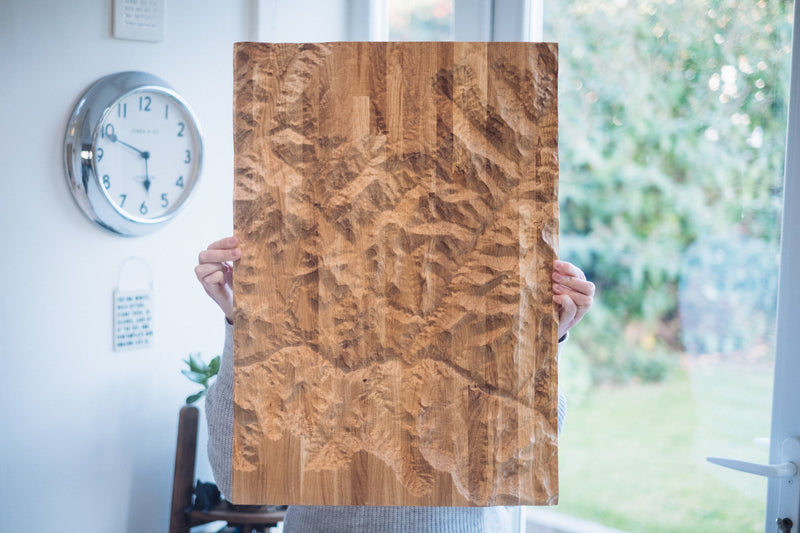 Grand CanyonTopographic Carved Map. Oak Hardwood.