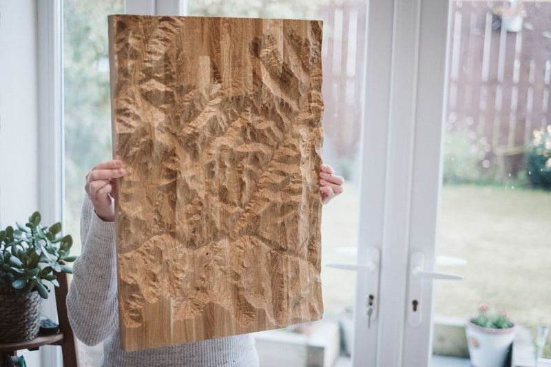 Grand CanyonTopographic Carved Map. Oak Hardwood.