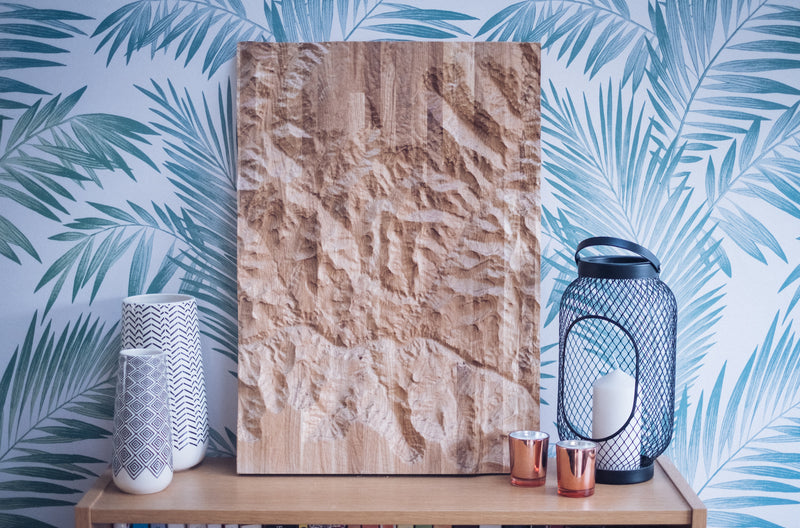 Grand CanyonTopographic Carved Map. Oak Hardwood.
