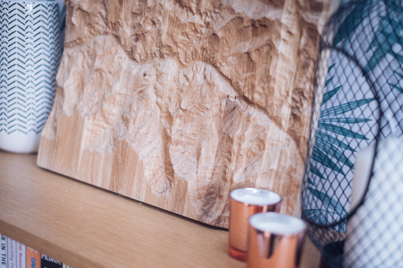 Grand CanyonTopographic Carved Map. Oak Hardwood.