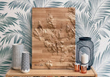 Custom Location Full Hardwood Topographic Carved Map