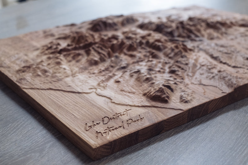 Lake District Full Hardwood Topographic Carved Map