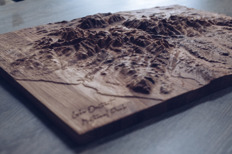 Custom Location Full Hardwood Topographic Carved Map