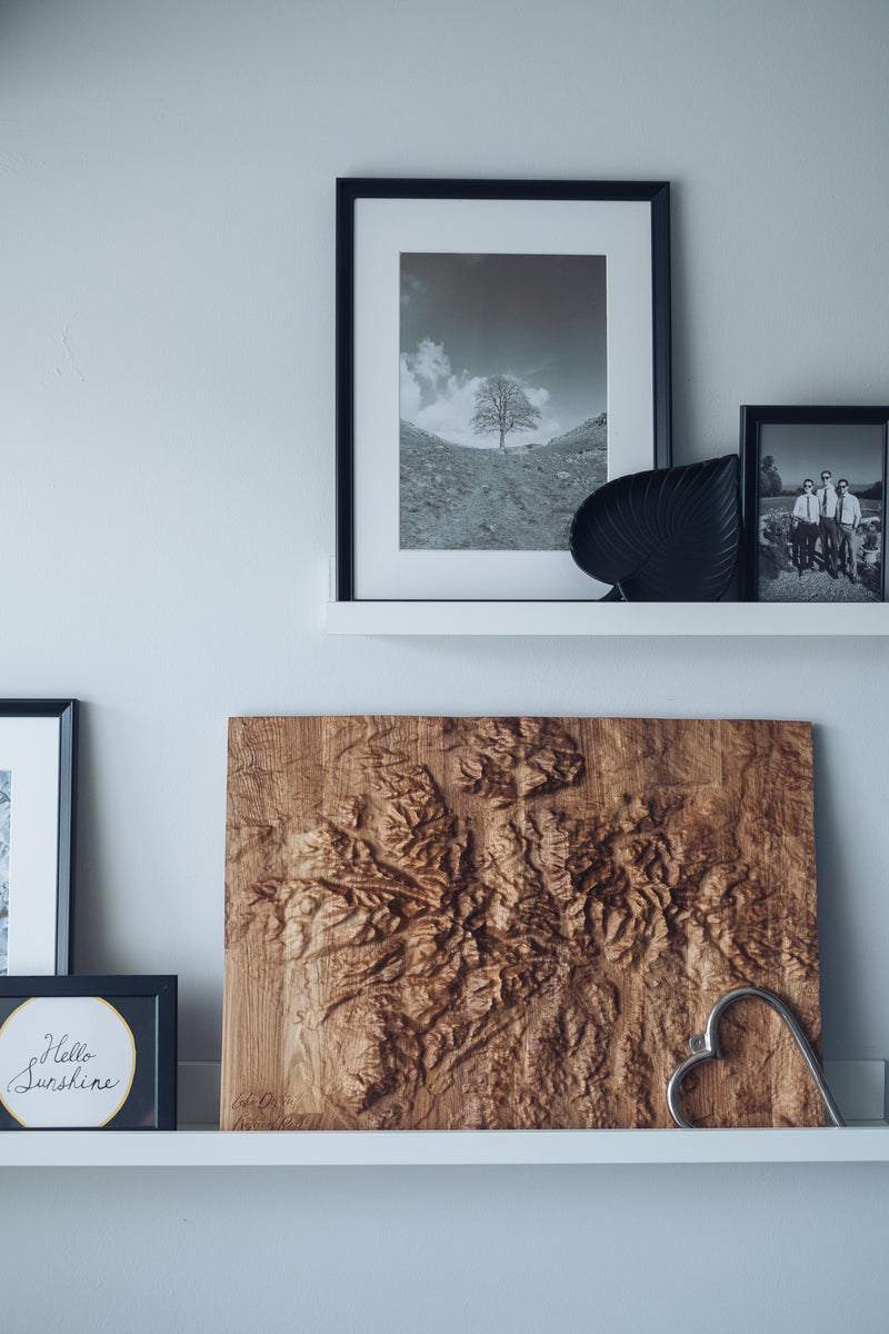 Lake District Full Hardwood Topographic Carved Map