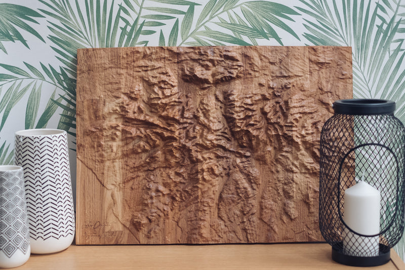 Lake District Full Hardwood Topographic Carved Map