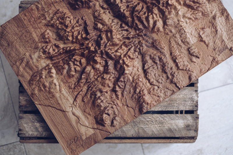 Lake District Full Hardwood Topographic Carved Map