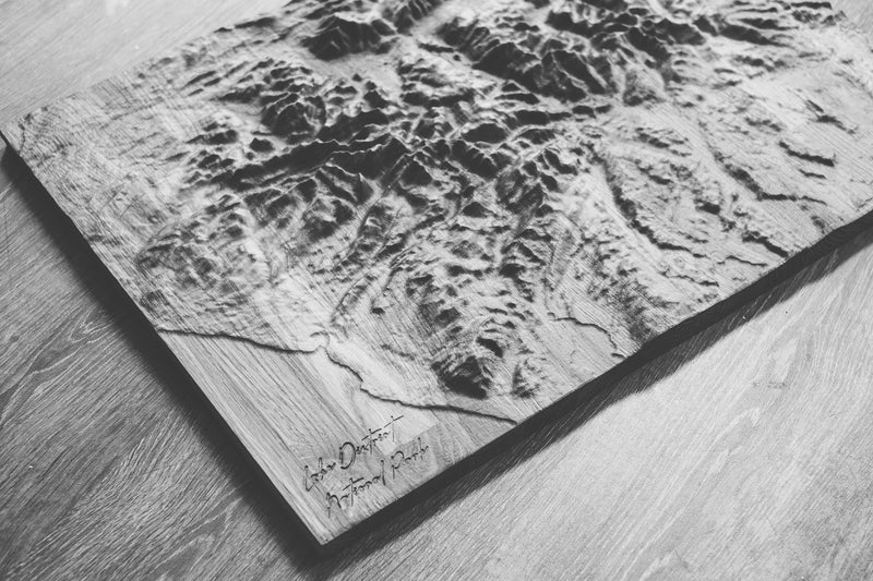 Lake District Full Hardwood Topographic Carved Map