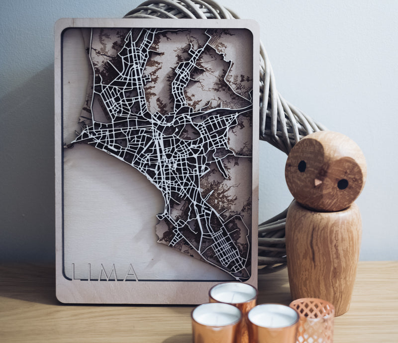 Lima laser cut Map