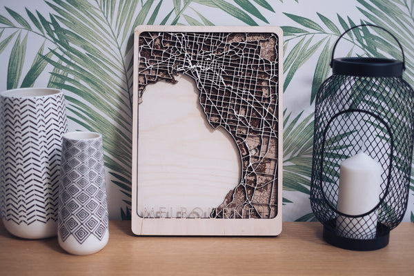 Melbourne Laser Cut Map