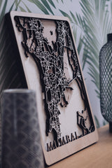 Mumbai Laser cut wood map