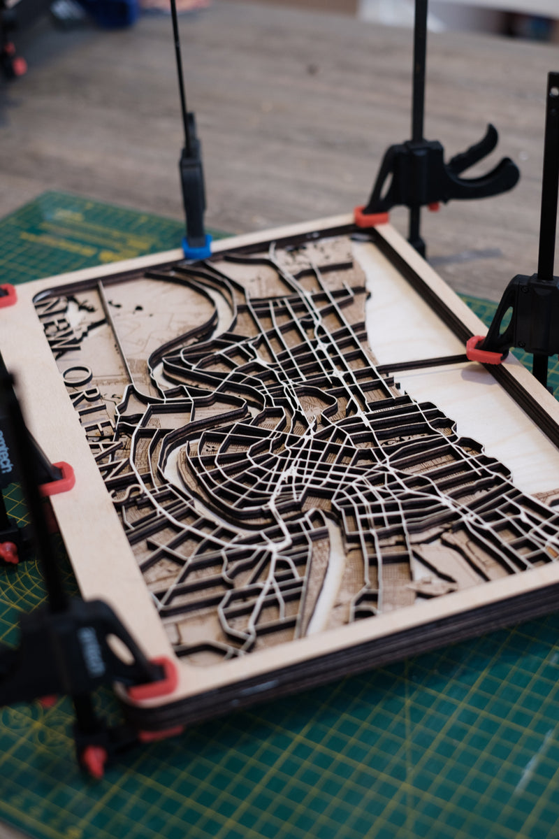 New Haven Laser Cut Wood Map